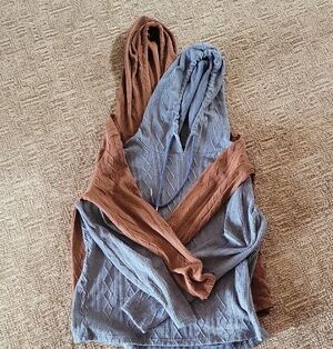 SHEIN Cable Knit Hooded Sweater - Blue and Brown